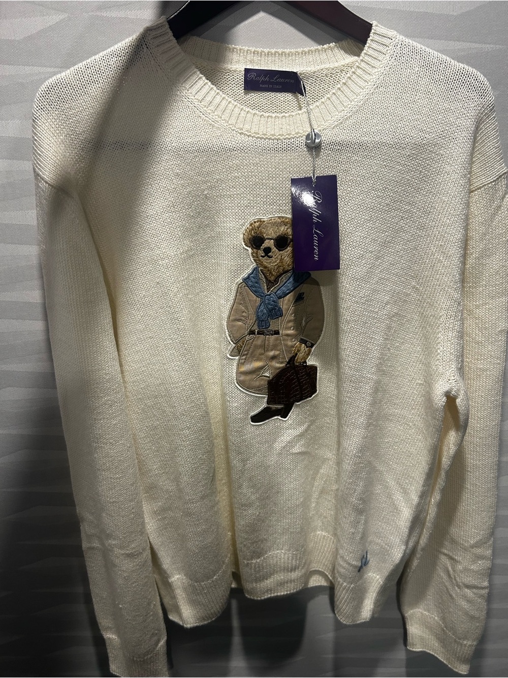 Men’s BRAND NEW RALPH LAUREN PURPLE LABEL Polo Bear Silk Sweater Sz XL